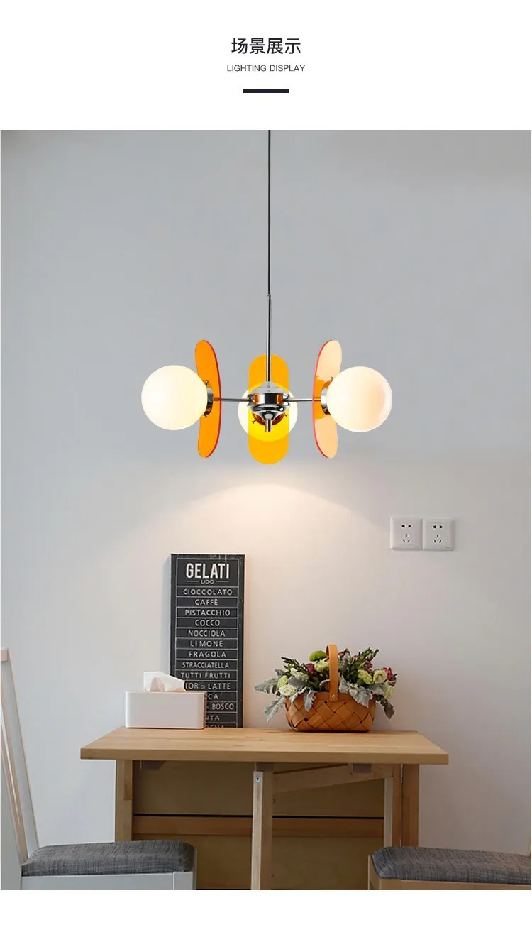 Nordic Middle Ancient Acrylic Beans Pendant Lamp Living Room Dining Room Study Restaurant Lamp (WH-AP-548)
