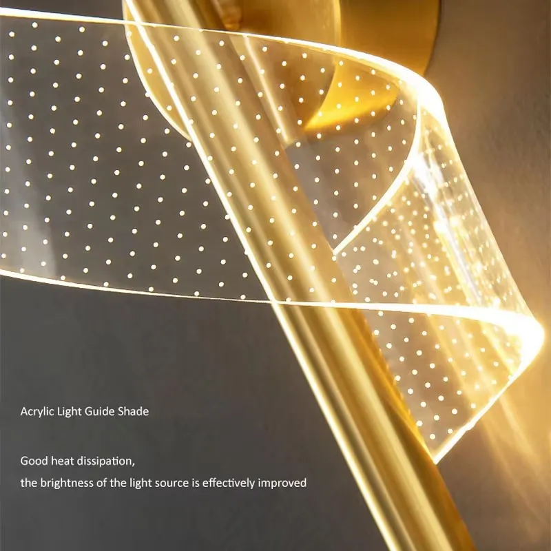 Indoor Creative Acrylic Wall Lamps in Gold and Black for The Living Room, Bedroom and Bedside Wall Lamp