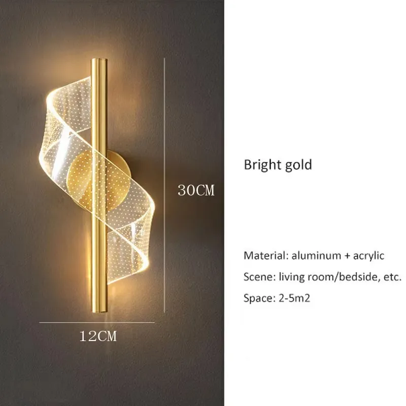 Indoor Creative Acrylic Wall Lamps in Gold and Black for The Living Room, Bedroom and Bedside Wall Lamp