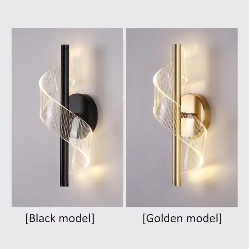 Indoor Creative Acrylic Wall Lamps in Gold and Black for The Living Room, Bedroom and Bedside Wall Lamp