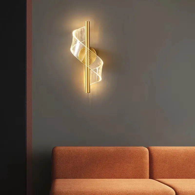 Indoor Creative Acrylic Wall Lamps in Gold and Black for The Living Room, Bedroom and Bedside Wall Lamp