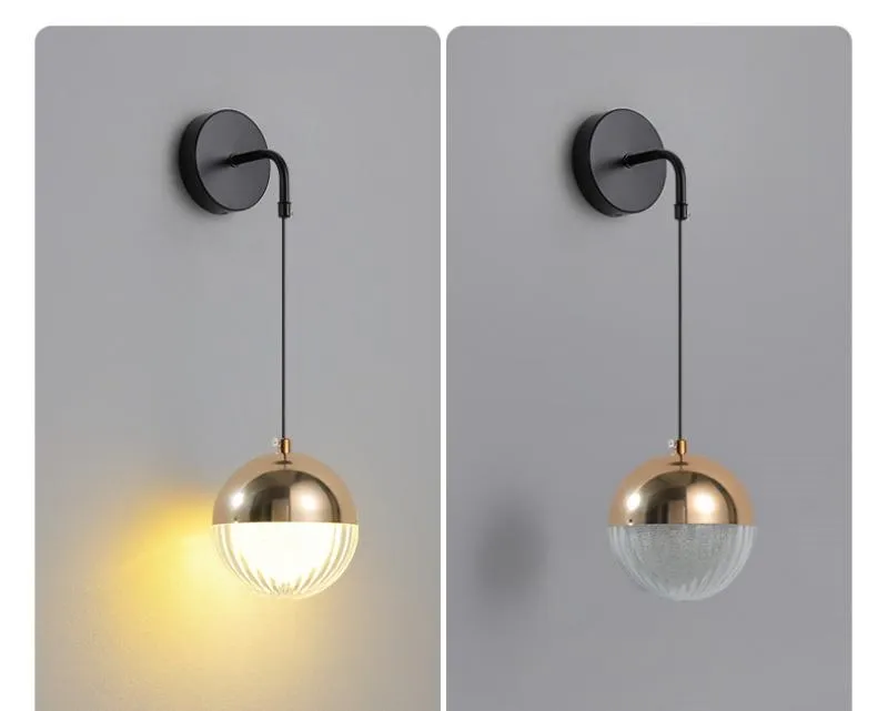 Modern Nordic Black Acrylic Wall Lamp for Restaurant Dining Room Bedroom Bedside Ball Wall Light Indoor Decoration (ZY-B087)