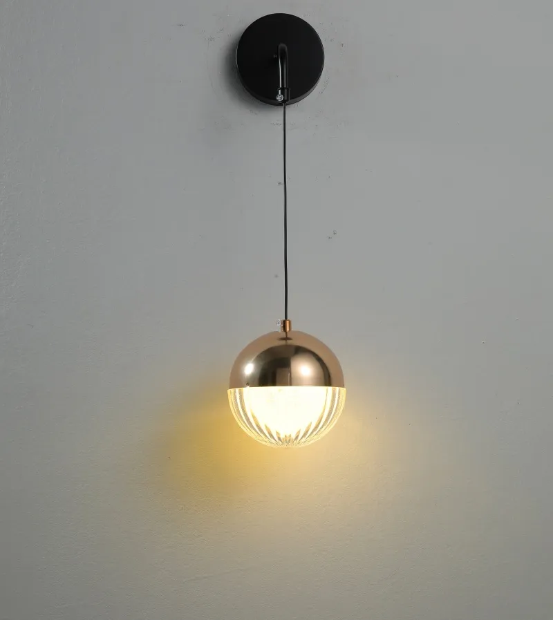 Modern Nordic Black Acrylic Wall Lamp for Restaurant Dining Room Bedroom Bedside Ball Wall Light Indoor Decoration (ZY-B087)