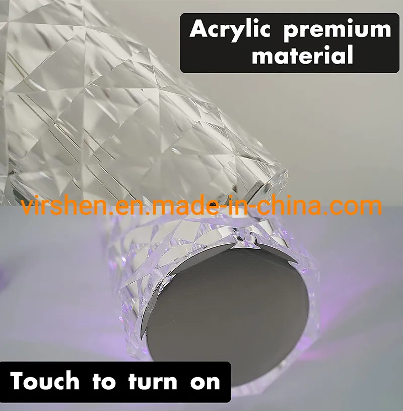 Indoor Decorative Room Restaurant Touch Portable Acrylic Crystal Bedside Rechargeable LED Table Lamp Modern Table Lamps Crystal Bedside Lamps for Bedroom