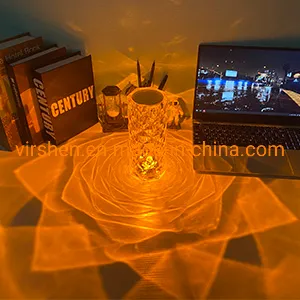 Indoor Decorative Room Restaurant Touch Portable Acrylic Crystal Bedside Rechargeable LED Table Lamp Modern Table Lamps Crystal Bedside Lamps for Bedroom