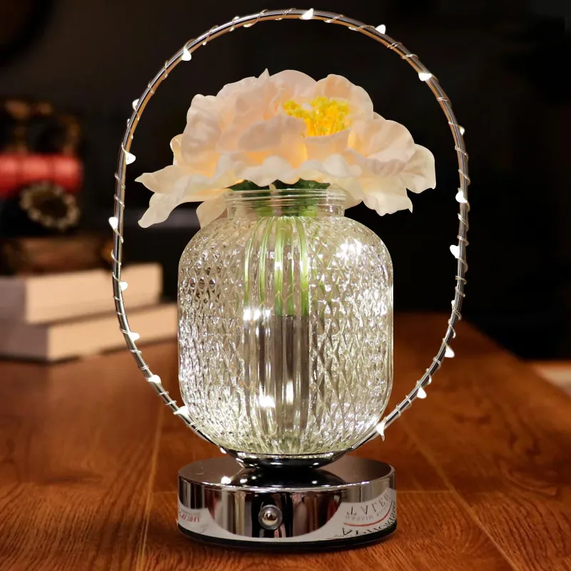 Decor Luxury Bedroom Bedside Night Light Portable Flower-Shaped Acrylic Table Lamp