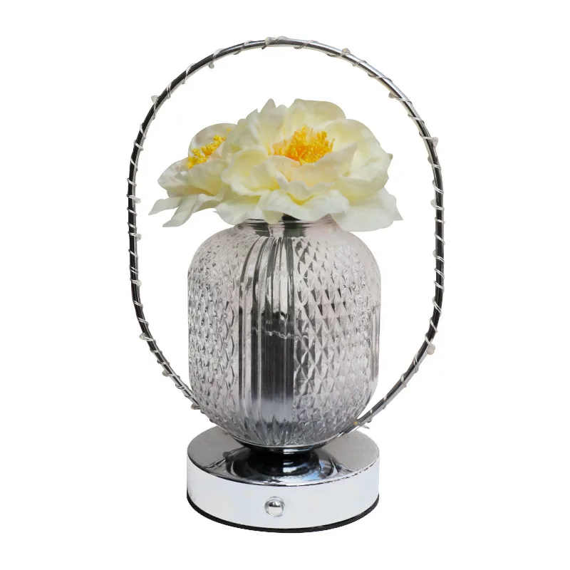 Decor Luxury Bedroom Bedside Night Light Portable Flower-Shaped Acrylic Table Lamp
