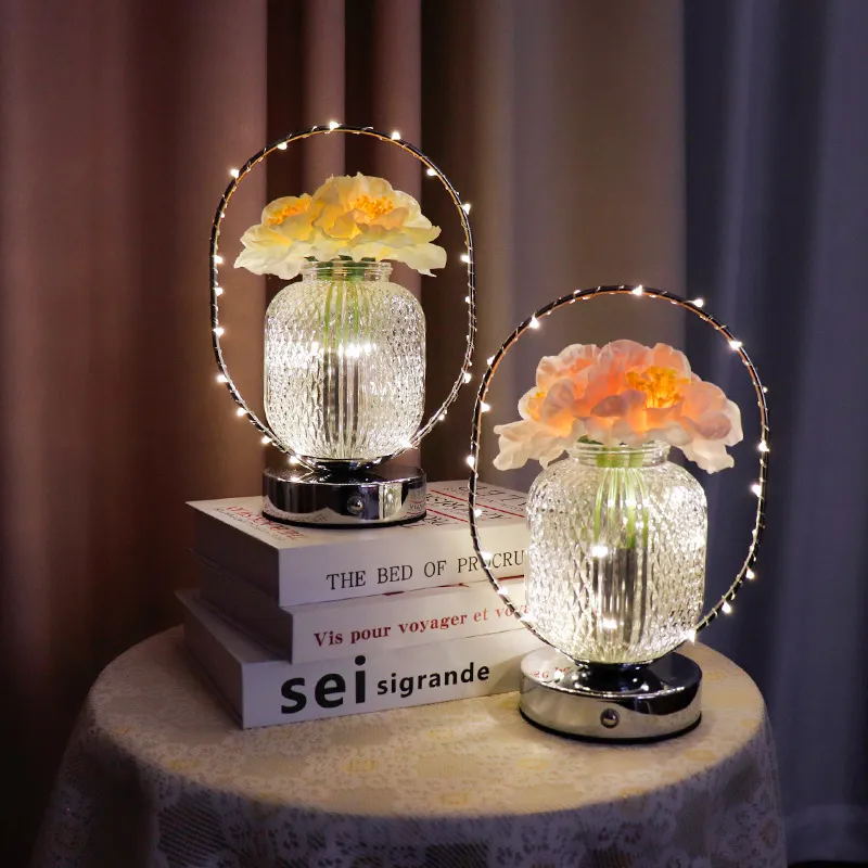 Decor Luxury Bedroom Bedside Night Light Portable Flower-Shaped Acrylic Table Lamp