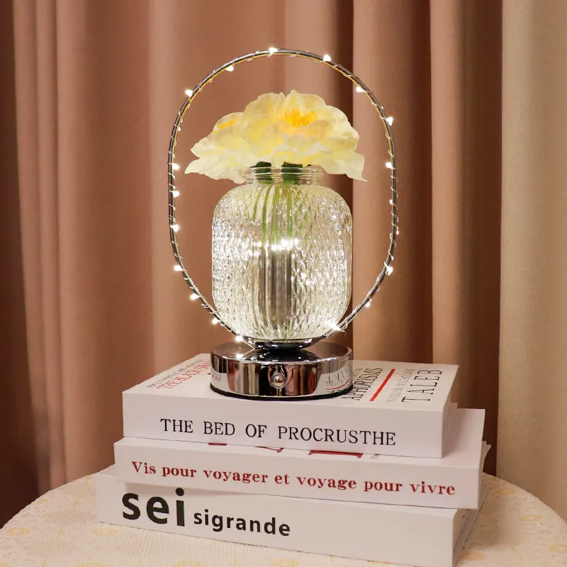 Decor Luxury Bedroom Bedside Night Light Portable Flower-Shaped Acrylic Table Lamp