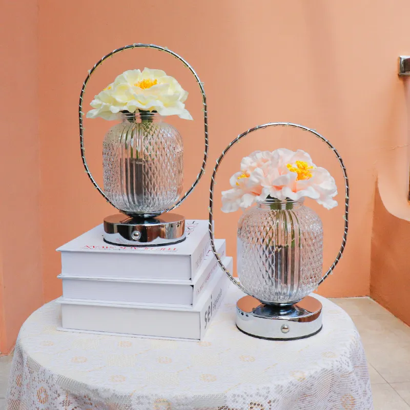 Decor Luxury Bedroom Bedside Night Light Portable Flower-Shaped Acrylic Table Lamp