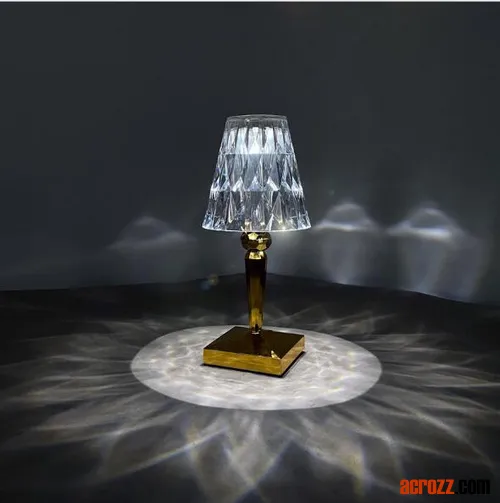 Battery Acrylic Crystal Diamond Portable Table Lamp USB Rechargeable Touching Hotel Restaurant Bar Tale Lamp