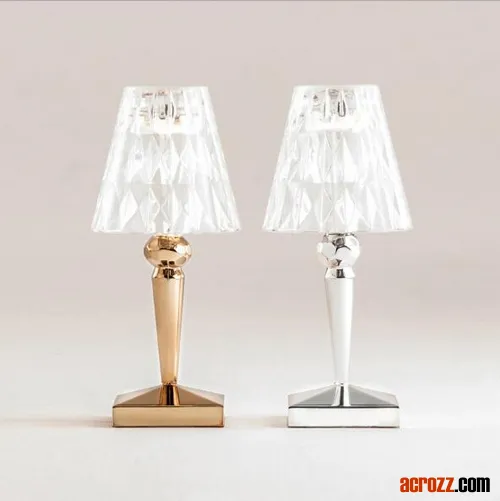 Battery Acrylic Crystal Diamond Portable Table Lamp USB Rechargeable Touching Hotel Restaurant Bar Tale Lamp