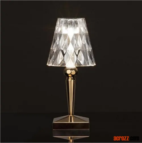 Battery Acrylic Crystal Diamond Portable Table Lamp USB Rechargeable Touching Hotel Restaurant Bar Tale Lamp