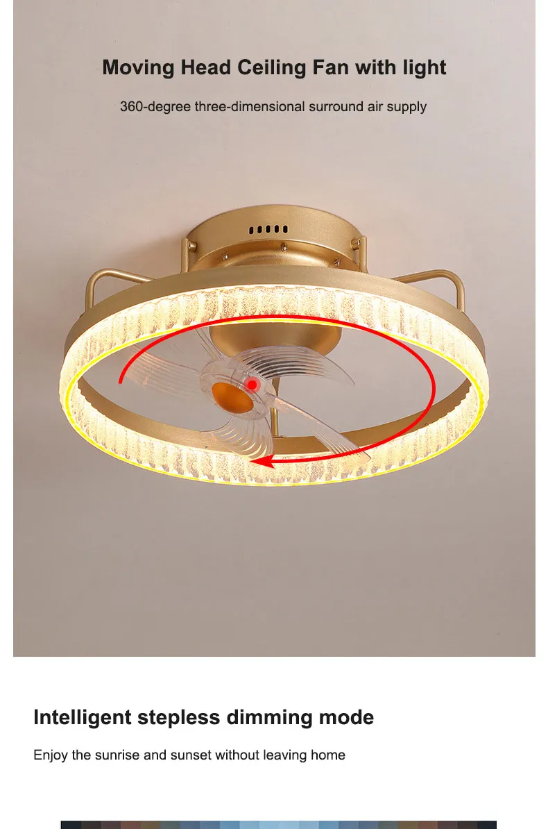 Modern Black/White Crystal Flush Mount LED Ceiling Fan Light for Living Room