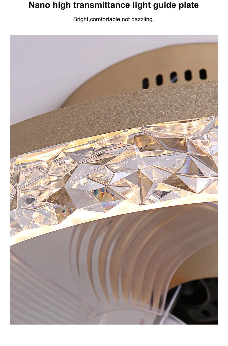 Modern Black/White Crystal Flush Mount LED Ceiling Fan Light for Living Room