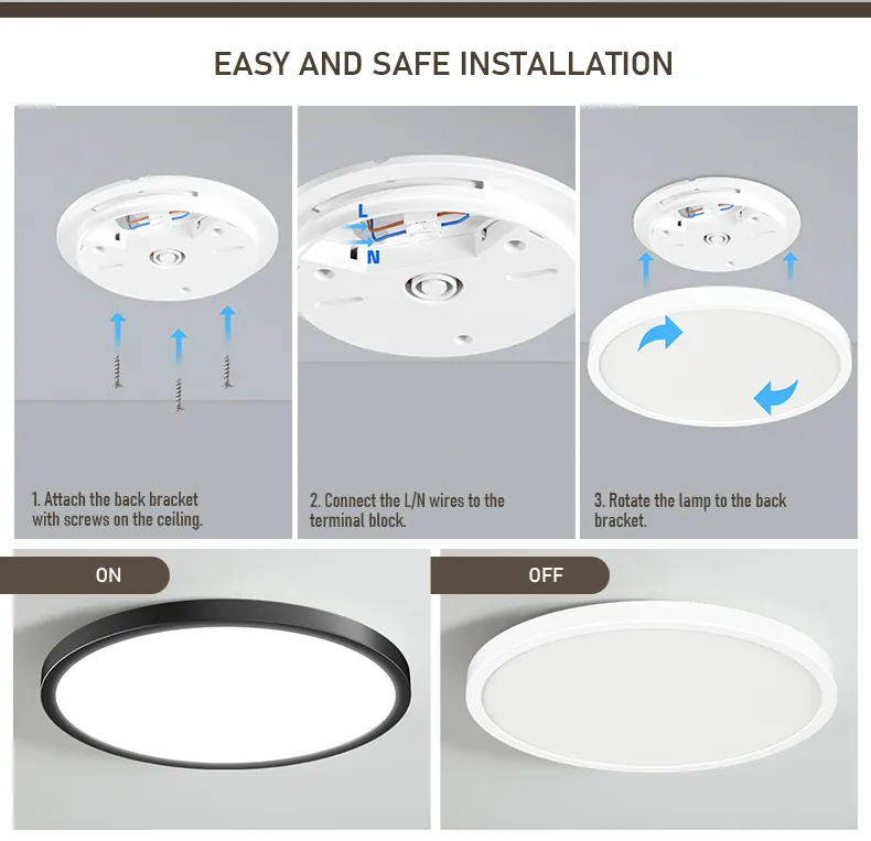 Round LED Ceiling Light for Living Room Bathroom Bedroom Living Room