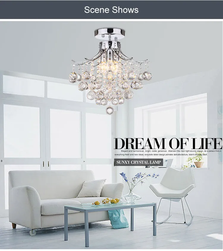 Dining Living Room Small Chandelier Crystal Home LED Ceiling Light