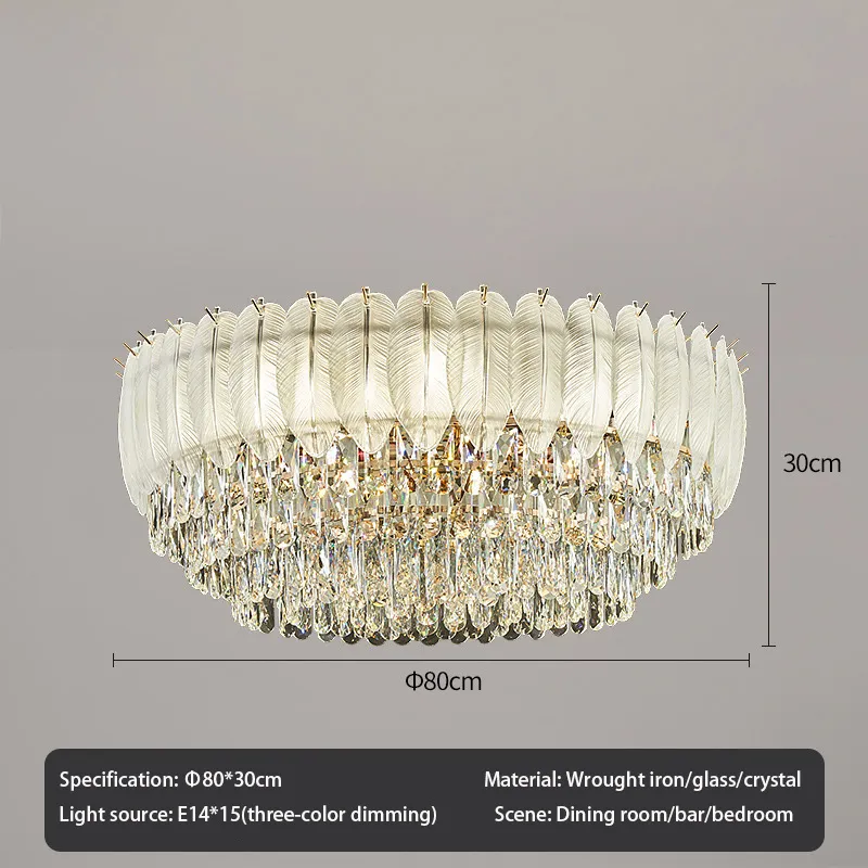 New White Luxury Interior Feather Crystal Ceiling Light Decoration Wedding Party Living Dining Room Crystal Chandelier
