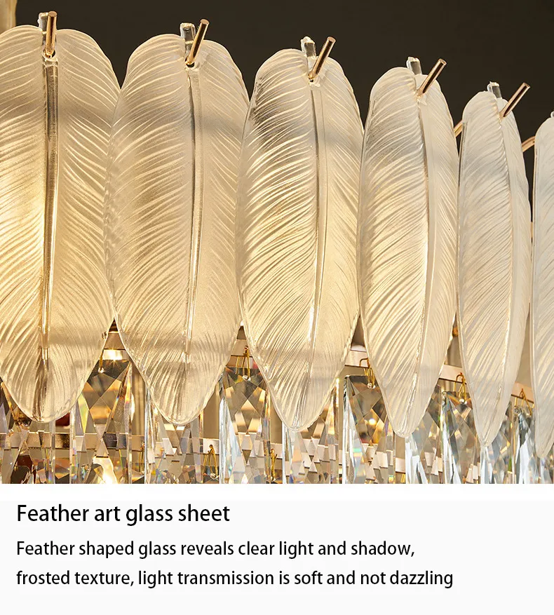 New White Luxury Interior Feather Crystal Ceiling Light Decoration Wedding Party Living Dining Room Crystal Chandelier