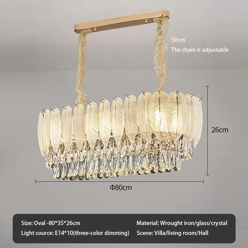 New White Luxury Interior Feather Crystal Ceiling Light Decoration Wedding Party Living Dining Room Crystal Chandelier