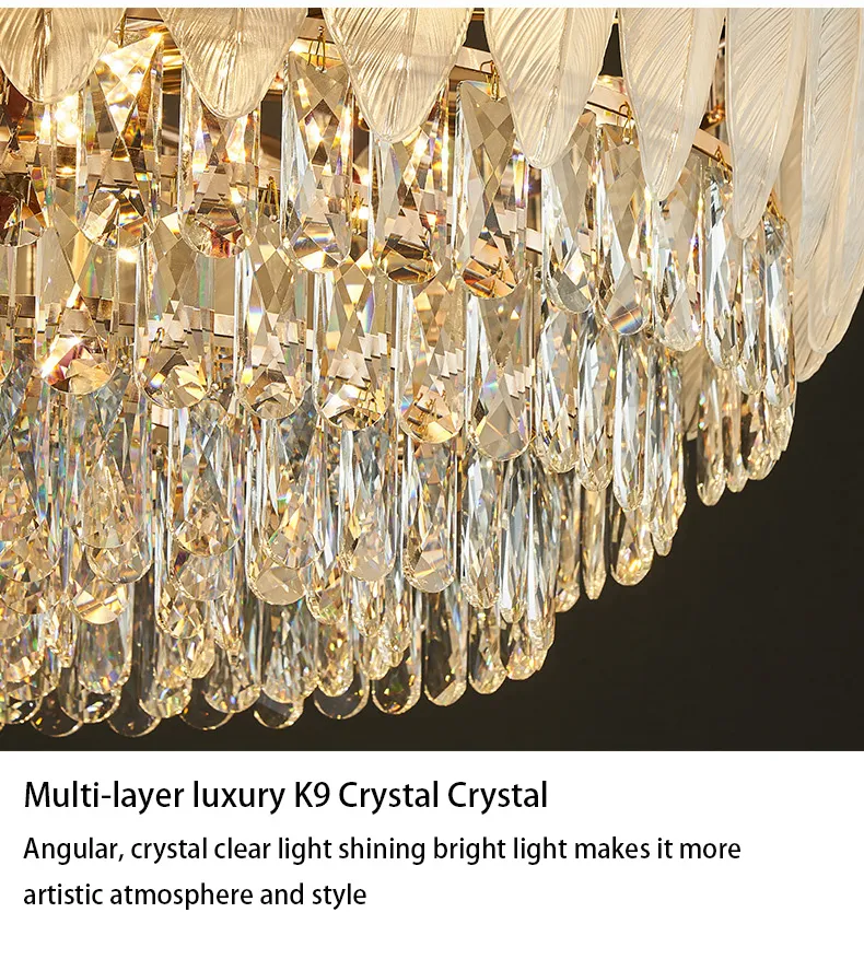 New White Luxury Interior Feather Crystal Ceiling Light Decoration Wedding Party Living Dining Room Crystal Chandelier