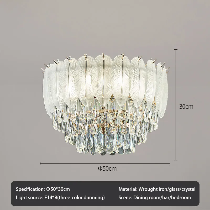 New White Luxury Interior Feather Crystal Ceiling Light Decoration Wedding Party Living Dining Room Crystal Chandelier