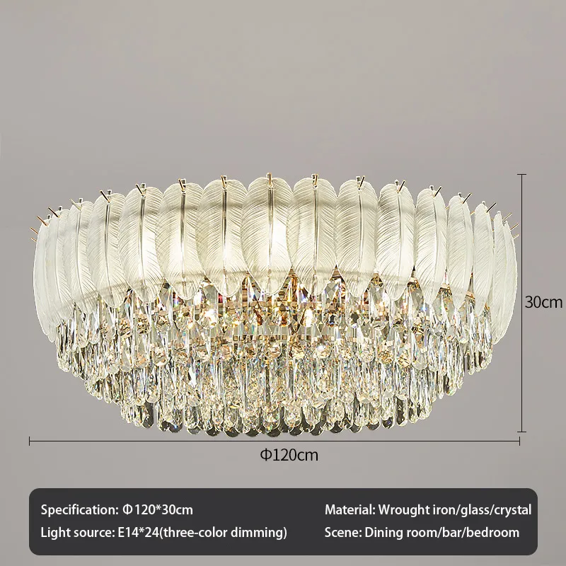 New White Luxury Interior Feather Crystal Ceiling Light Decoration Wedding Party Living Dining Room Crystal Chandelier