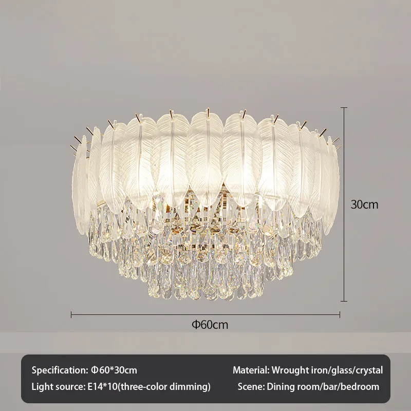 New White Luxury Interior Feather Crystal Ceiling Light Decoration Wedding Party Living Dining Room Crystal Chandelier