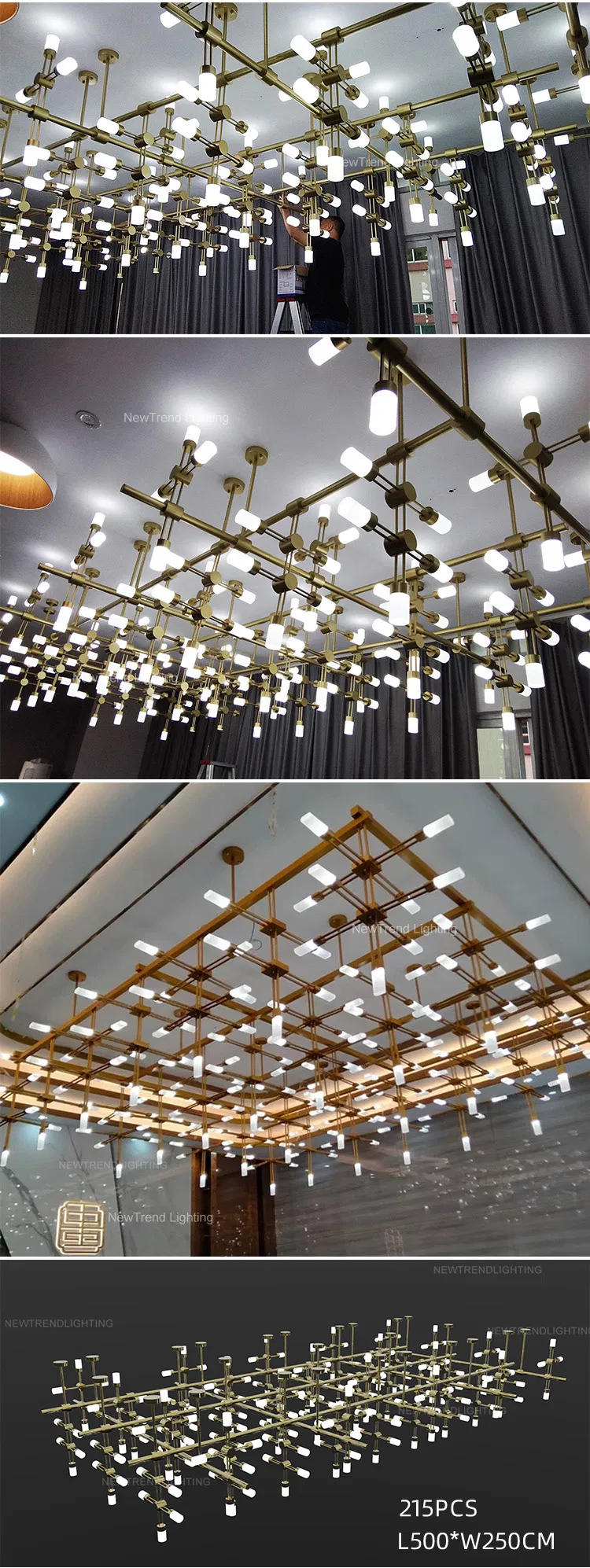 Modern Custom Hotel Lobby Banquet Hall Creative Art Engineering Chandelier