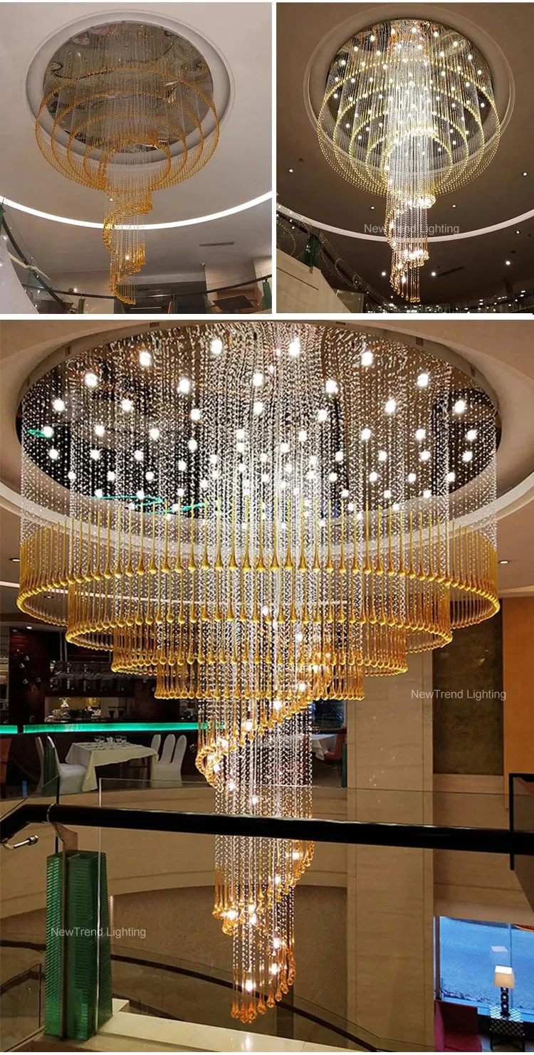 Luxury Style Custom Large Lighting Hotel Villa Hall Staircase LED Ceiling Chandelier