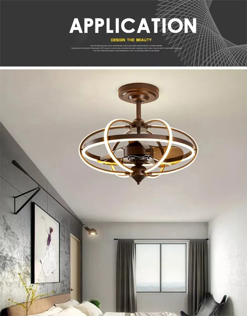 Industrial Wind Ceiling Light Household Fan Chandelier Restaurant Bedroom Ceiling Fan Light