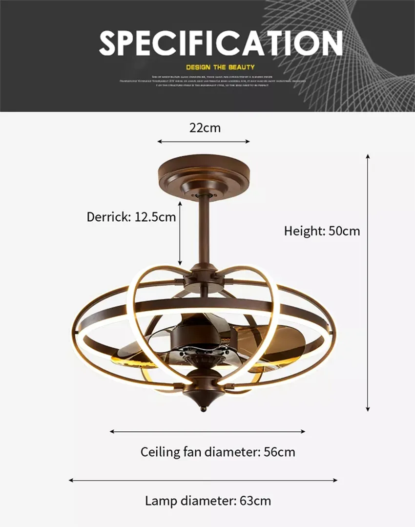 Industrial Wind Ceiling Light Household Fan Chandelier Restaurant Bedroom Ceiling Fan Light