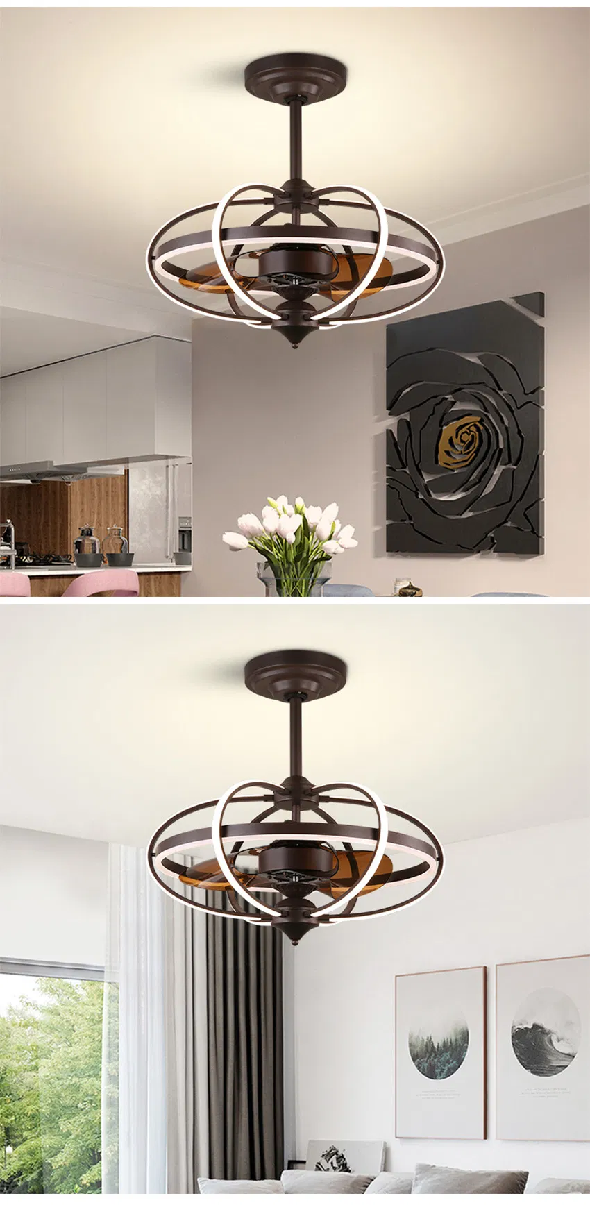 Industrial Wind Ceiling Light Household Fan Chandelier Restaurant Bedroom Ceiling Fan Light