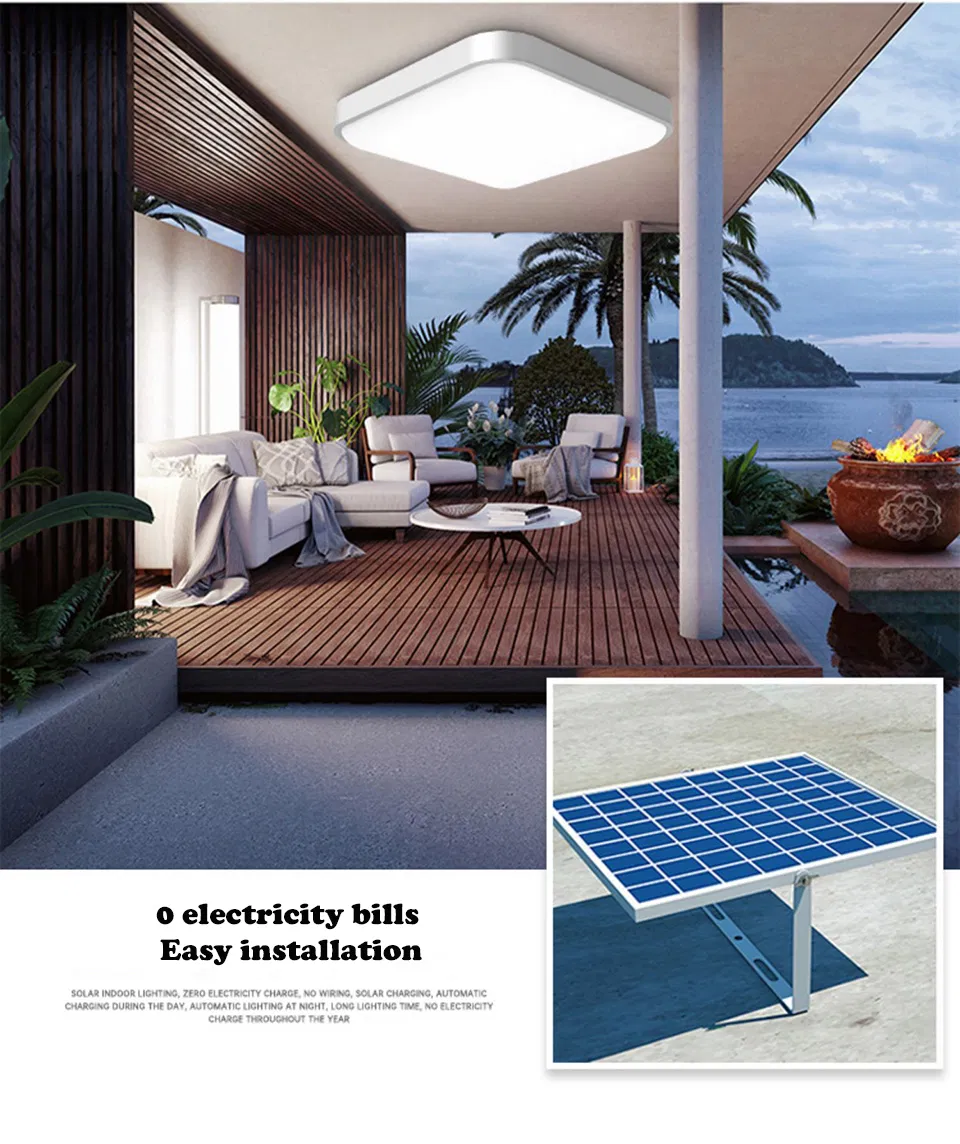 High-Brightness Solar Ceiling Light for Outdoor Patios with 5000K Daylight White &amp; IP65 Waterproof Standard
