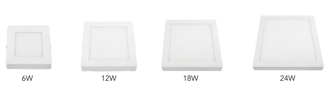 High Quality Aluminium Square Surfaced Panel 6W, 9W, 12W, 15W, 18W, 24W LED Ceiling Lamp