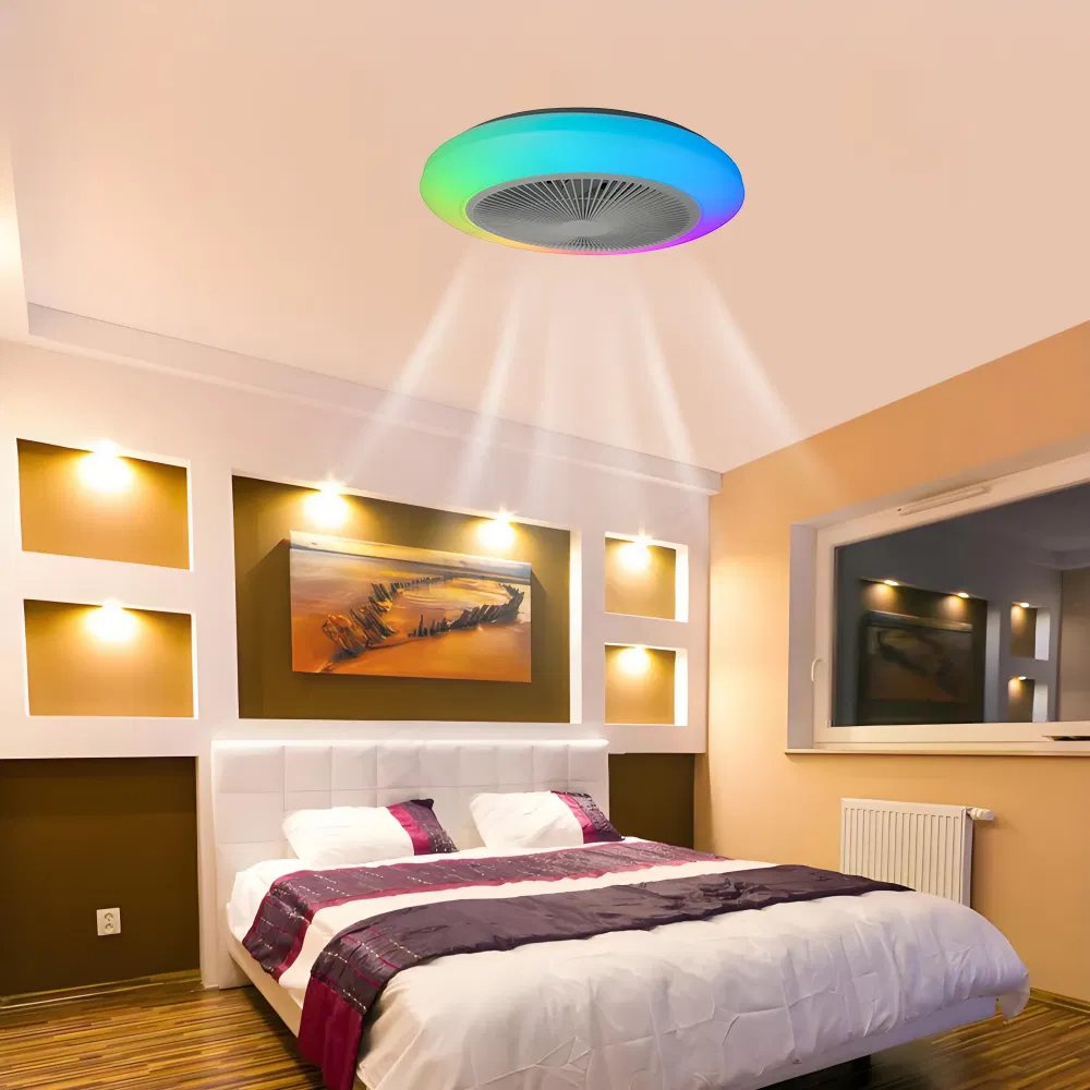 RGB Lighting 3CCT Dimmable 2.4G Remote Control Surface Smart Ceiling Fan Light