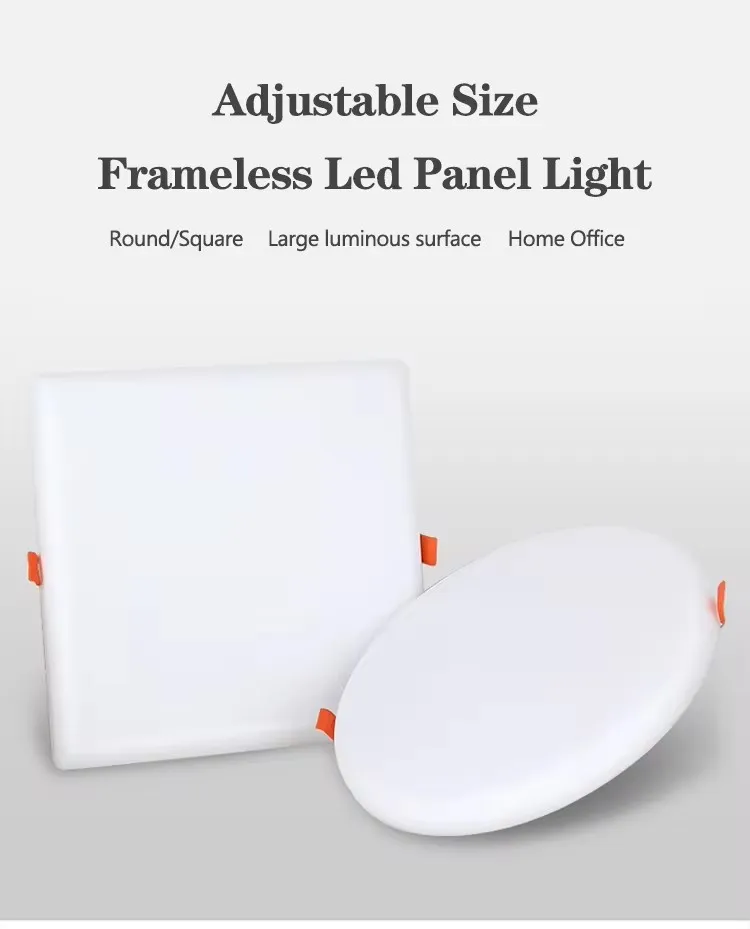 Home Office Aluminum Adjustable Single CCT 3CCT Optional 3000K 4000K 6000K 9W 18W 24W Round Square Frameless LED Panel Light