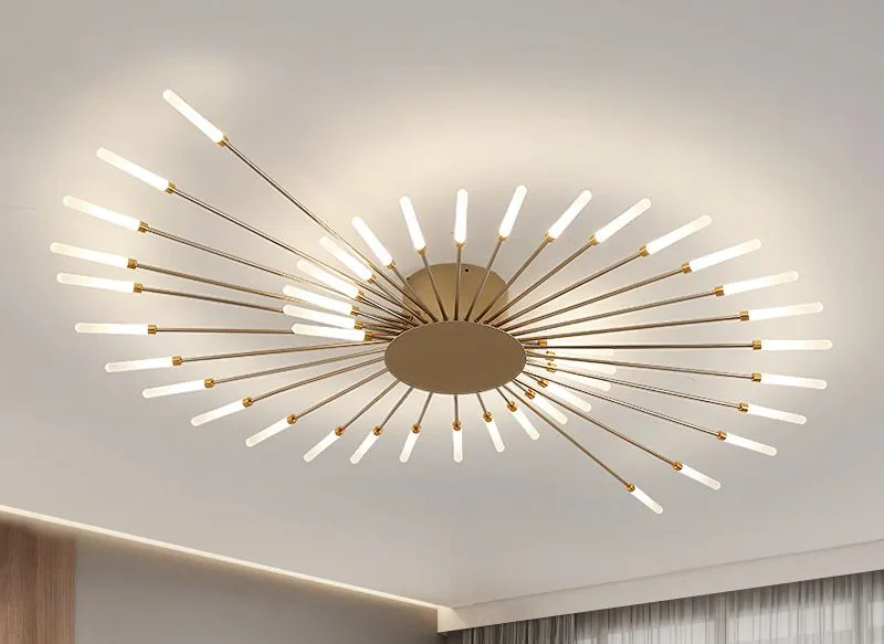 Wholesale Creative Fireworks Modern Acrylic LED Ceiling Lamp Restaurant Bedroom Gold Acrylic Surface Mounted Ceiling Light Fixture (ZY-X001)