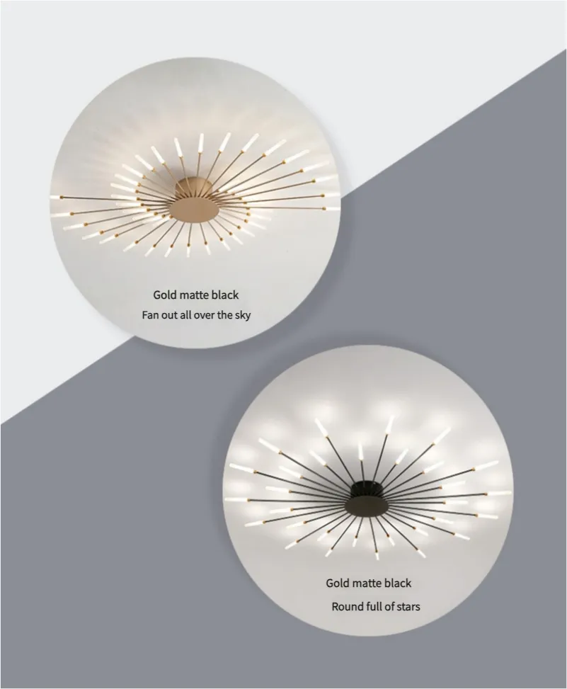 Wholesale Creative Fireworks Modern Acrylic LED Ceiling Lamp Restaurant Bedroom Gold Acrylic Surface Mounted Ceiling Light Fixture (ZY-X001)