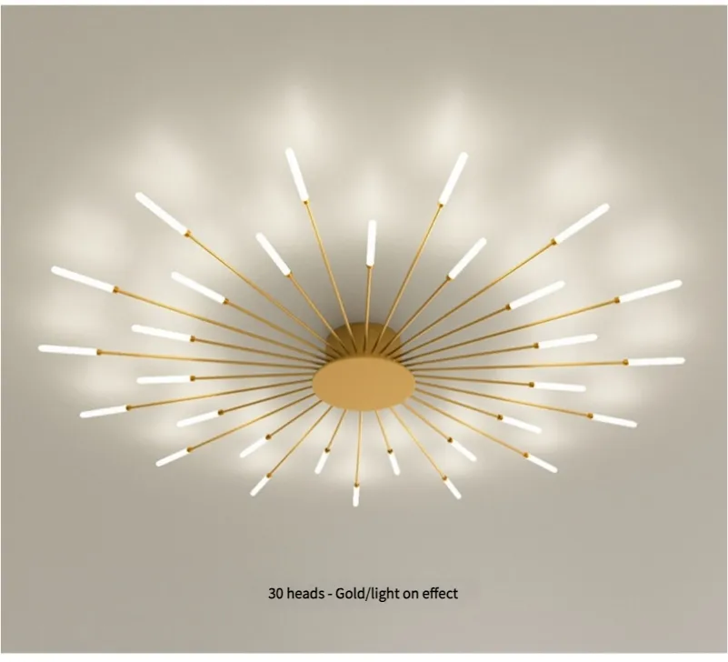 Wholesale Creative Fireworks Modern Acrylic LED Ceiling Lamp Restaurant Bedroom Gold Acrylic Surface Mounted Ceiling Light Fixture (ZY-X001)
