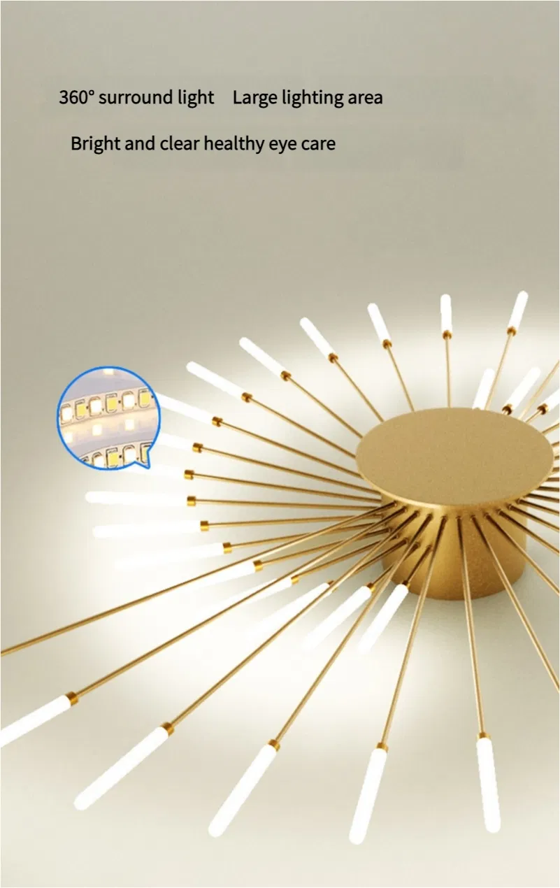 Wholesale Creative Fireworks Modern Acrylic LED Ceiling Lamp Restaurant Bedroom Gold Acrylic Surface Mounted Ceiling Light Fixture (ZY-X001)