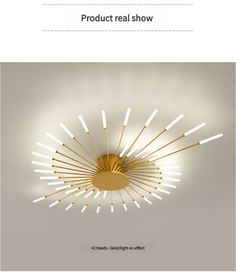 Wholesale Creative Fireworks Modern Acrylic LED Ceiling Lamp Restaurant Bedroom Gold Acrylic Surface Mounted Ceiling Light Fixture (ZY-X001)