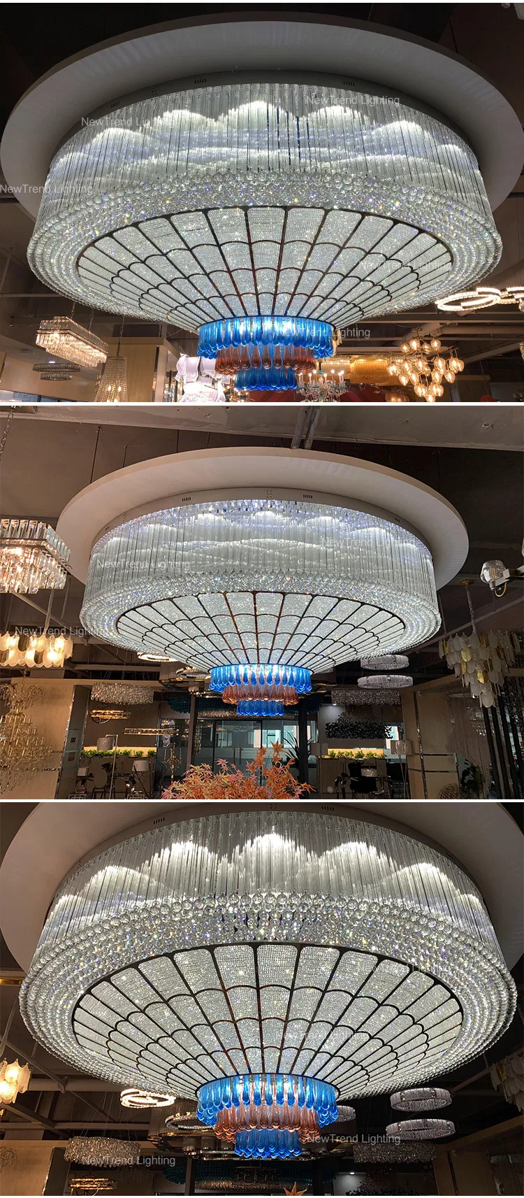 Luxury Lamp Custom Large Project Banquet Lighting Luxury LED Crystal Ceiling Chandelier