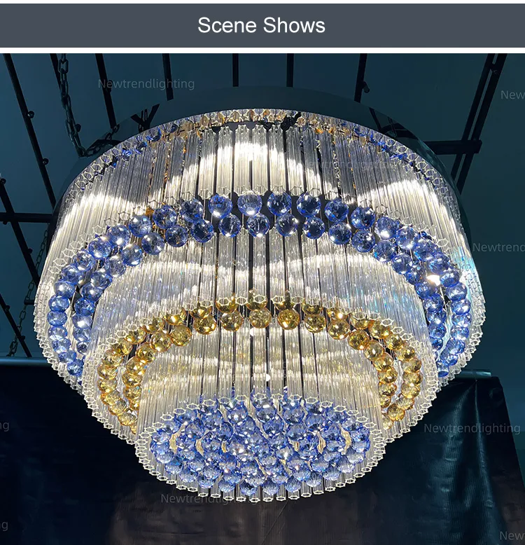 Professional Custom Indoor Hotel Decoration Lighting Luxury Crystal Ceiling Chandelier