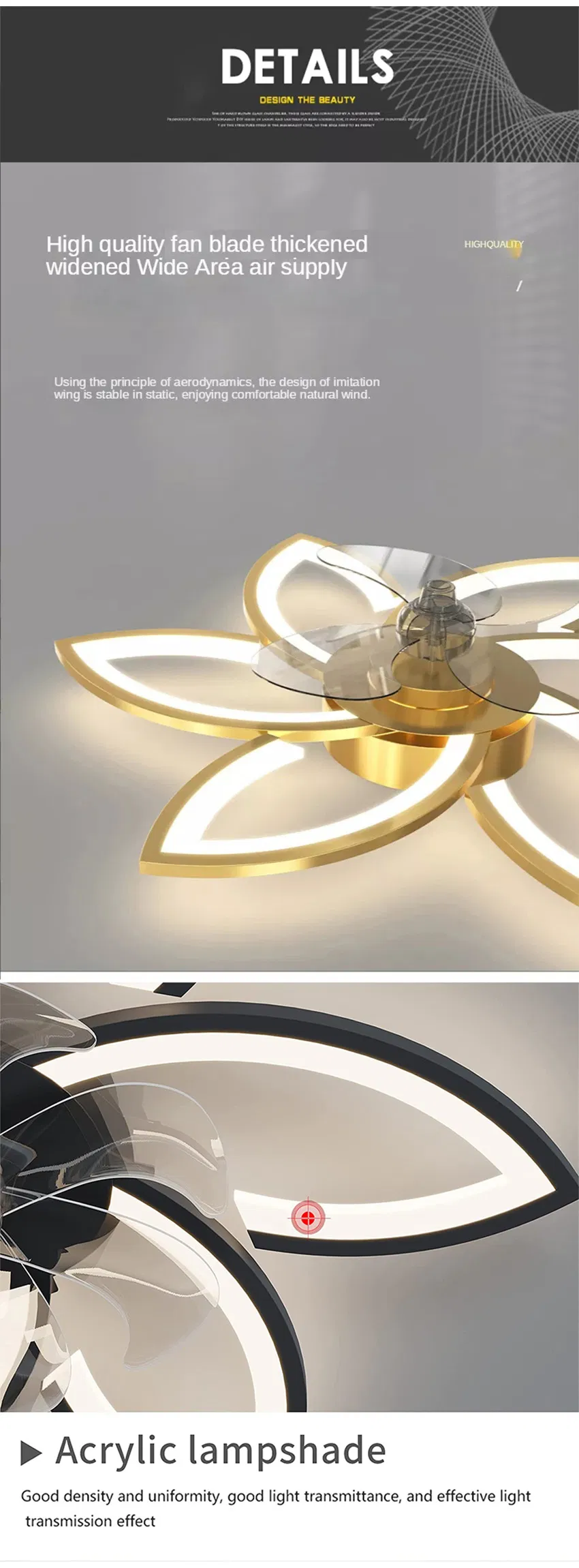 Modern 6-Head Acrylic Ceiling Lighting Fixture for Bedroom Kitchen Indoor Use