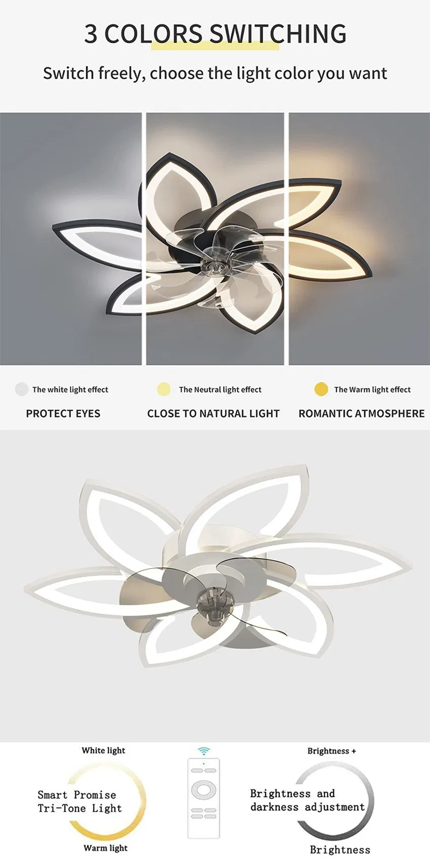 Modern 6-Head Acrylic Ceiling Lighting Fixture for Bedroom Kitchen Indoor Use