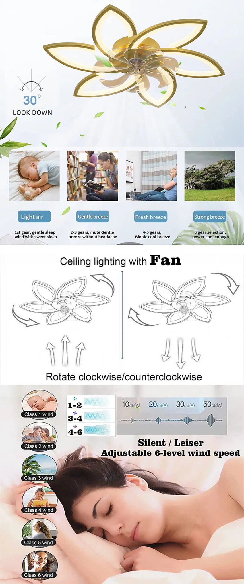 Modern 6-Head Acrylic Ceiling Lighting Fixture for Bedroom Kitchen Indoor Use