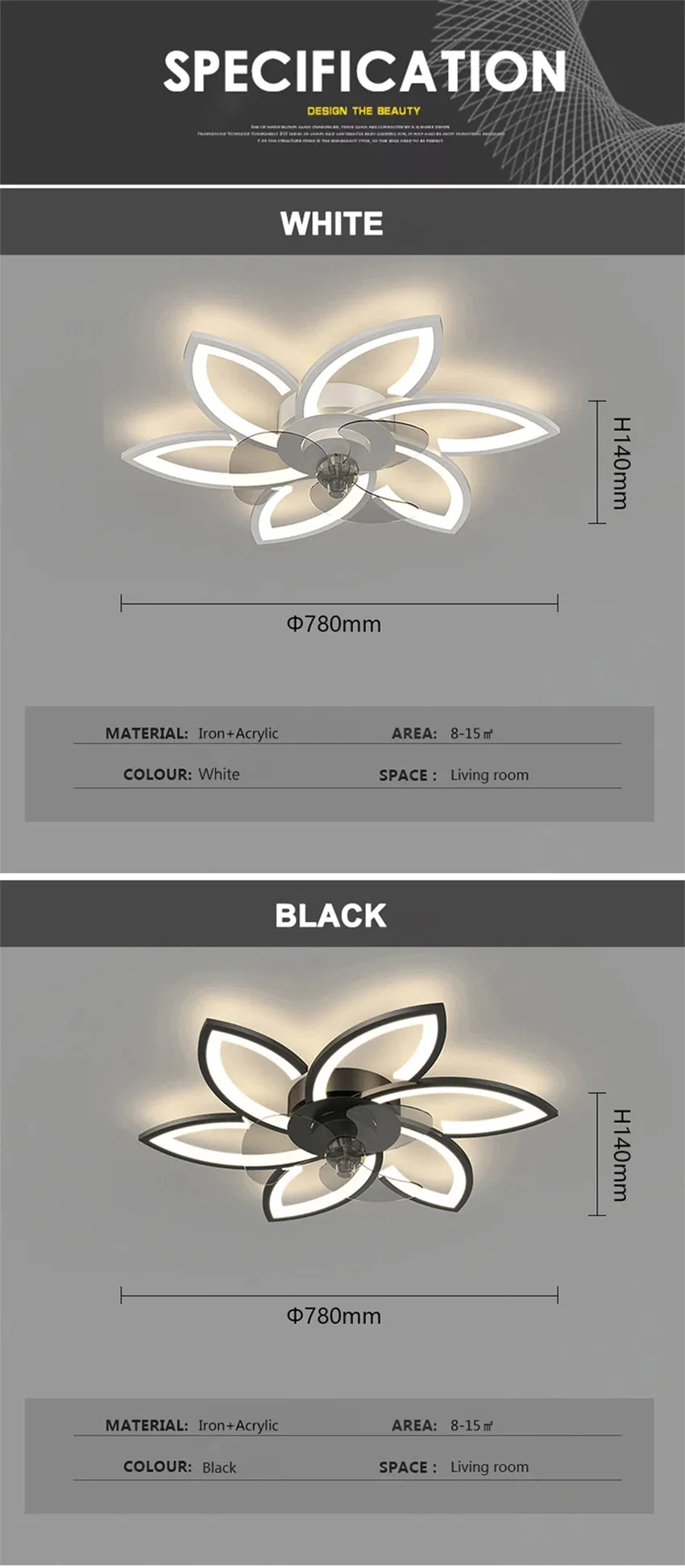 Modern 6-Head Acrylic Ceiling Lighting Fixture for Bedroom Kitchen Indoor Use