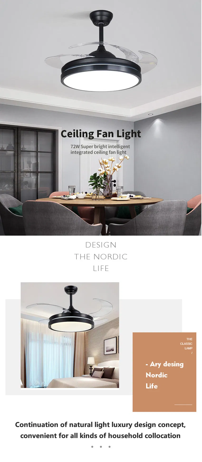 42 Inch Ceiling Fan with Light Remote Ceiling Fan for Living Room