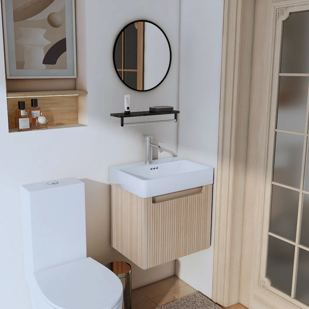 500mm Luxury Hotel PVC Wood Bathroom Cabinet Basin Home Wall Mounted Waterproof Bath Cabinet 2415-50